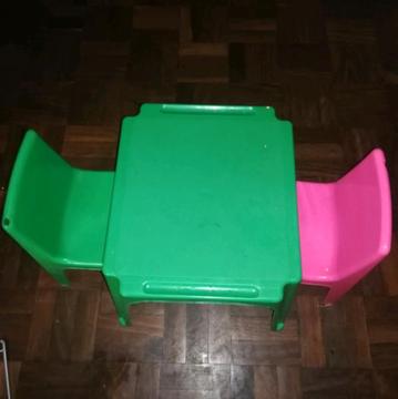 Kid's plastic table and chairs