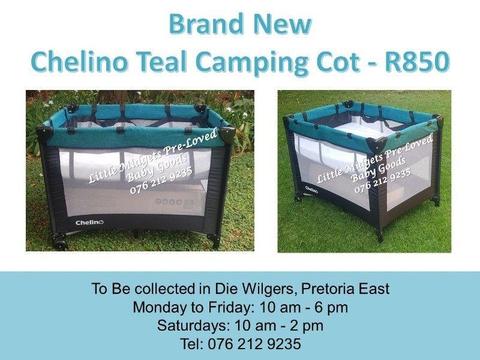 Brand New Chelino Teal Camping Cot