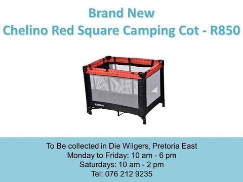 Brand New Chelino Red Square Camping Cot