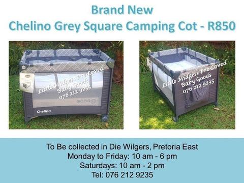 Brand New Chelino Grey Square Camping Cot