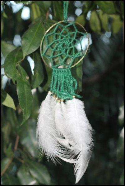 25% DISCOUNT! Dreamcatcher!!! Green, Gold and White - Small, Car, 7cm in diameter