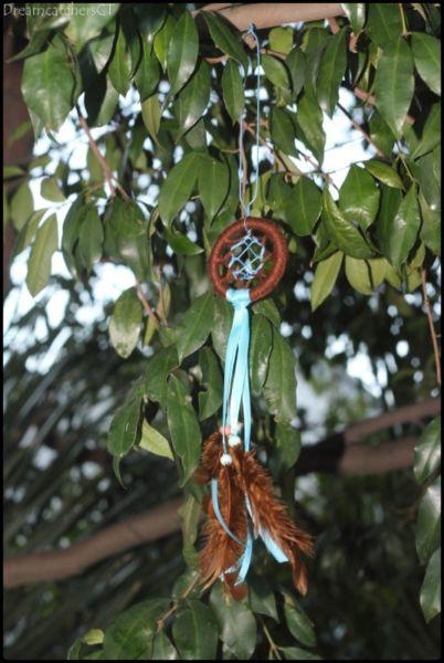 Dreamcatcher!!! Blue & Brown - Small, Car, 5cm in diameter