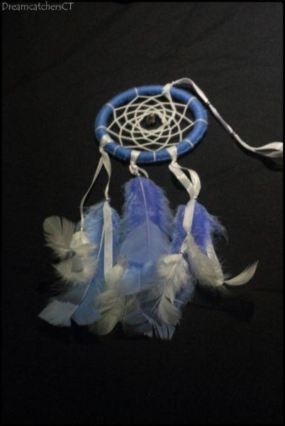 Dreamcatcher - Lavender-blue & White. Medium. 10cm in diameter
