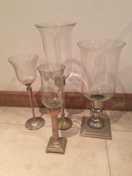 Silver and glass candle holders