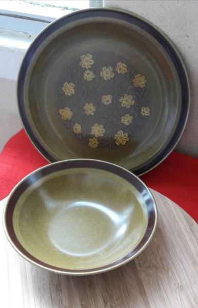 Stoneware platter and bowl