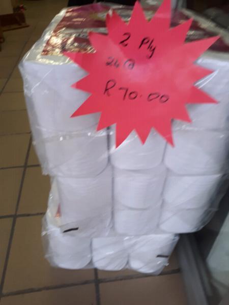 Toilet paper 2 ply R 70.00 for 24 rolls
