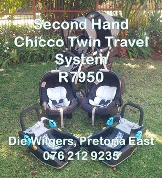Second Hand Chicco Twin Travel System and Bases