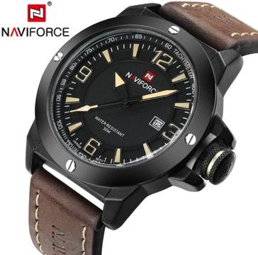 Naviforce Military Inspired Quartz Fashion Watch with Leather Strap