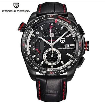 Pagani Design Quartz Chronograph Sports Watch With Leather Strap