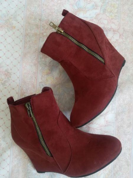 Ankle boot wedge size 4 color rust