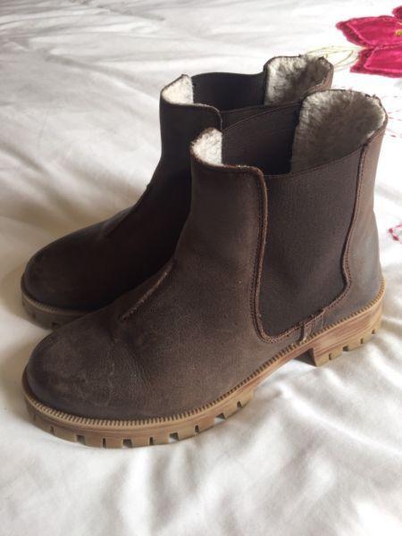 Leather Sheep-wool Boots
