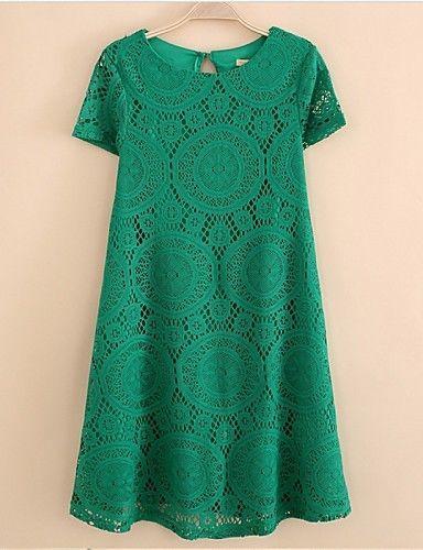 Women's Plus Size Sophisticated Loose Soft Lace Dress - Solid Green * Size 4XL (38-42)