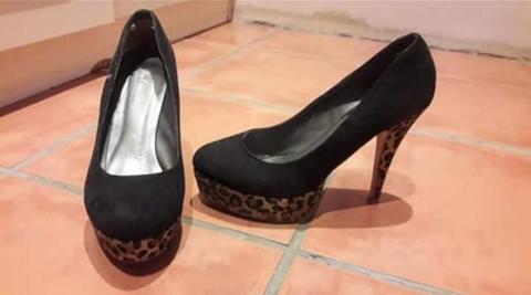 Leopard print platform heels