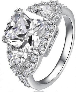 New Wedding Ring 18K Platinum Plated 4ct Sim Diamond Ring - Size 7