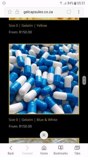 Empty capsules. Size 0 blue and white