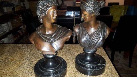 Bronze Busts of Apollo & Diana