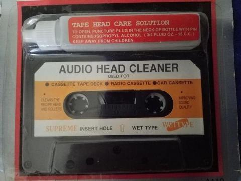 UNUSED CASSETTE CLEANER WITH SOLUTION - Audio Tape Head Cleaning Tape with Fluid