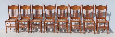 8 Cottage Style Carved Riempie Dining Room Chairs
