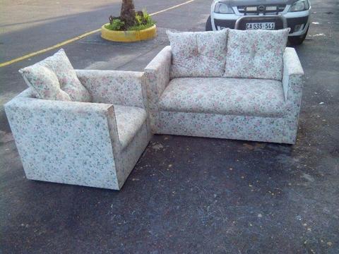 Two piece fabric lounge suite