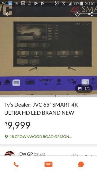 JVC 65'' SMART 4K ULTRA HD LED BRAND NEW