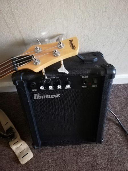 Ibanez 4 string bass + bass amp