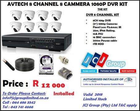 CCTV AVTECH Camera System 8 Channel 1080P HD (P.E) INSTALLED