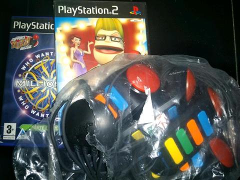 Ps2 Buzz controls (x4) with 2 compatible games