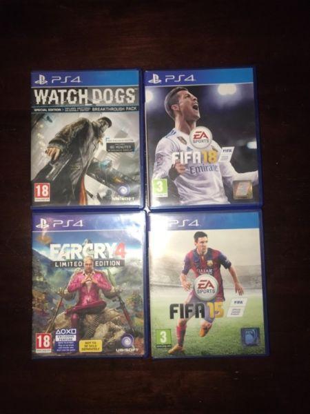 PS4 Games For Sale! (Fifa 15, Fifa 18, Watch Dogs and Farcry 4 Limited Edition)