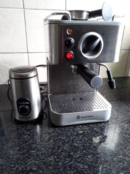 Russell Hobbs Cuppaccino/Expresso Machine & Mellaware Coffee bean grinder