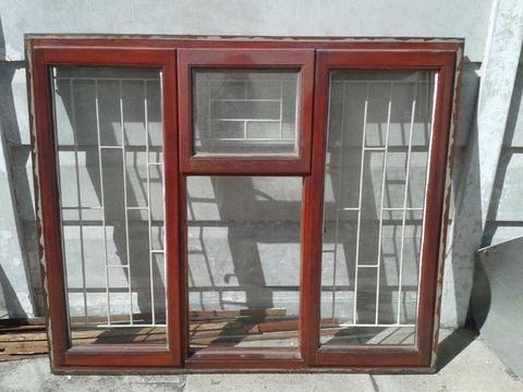 Windows x 3 Made from Mahogany Wood with Burglar Bars