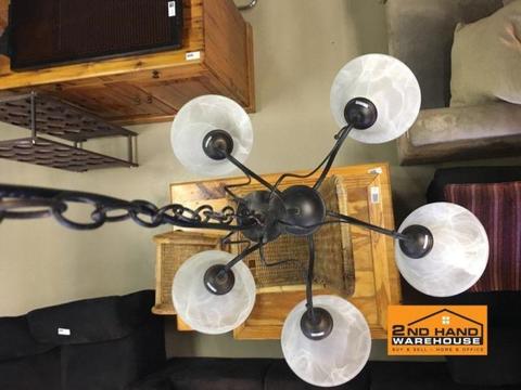 Wrought Iron Chandelier With 5 Marble Bulb Covers