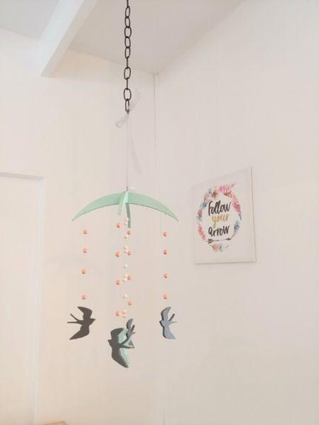 Wooden Swallow Baby Mobile