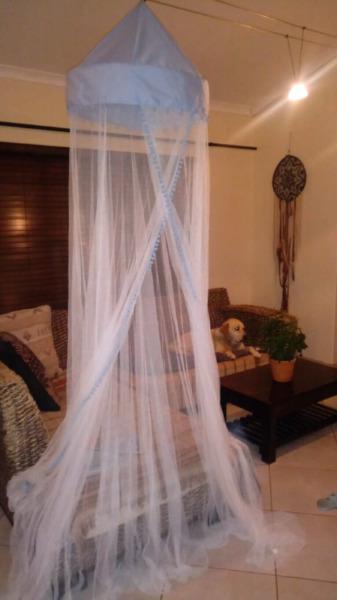 Baby blue nursery mosquito net