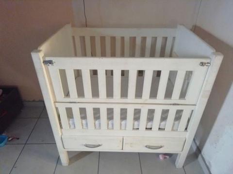 Baby wooden cot with mattress