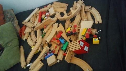 Wooden trains and tracks