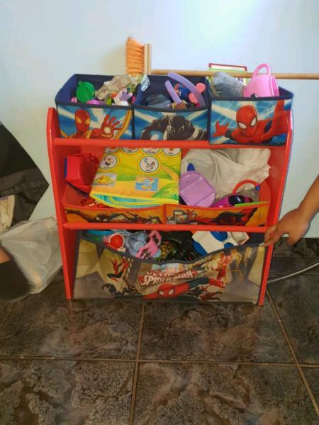 Toys, toy box, baby bath and baby mattress
