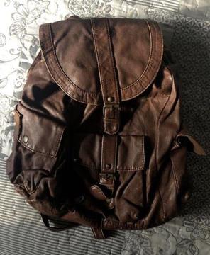 Brown leather back pack