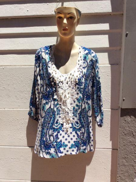 A Pretty NEW Top in Shades of Blue, Size 8