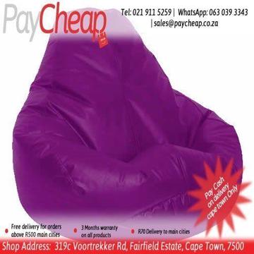 Leatherette Fabric Kiddie Couch Comfortable Beanbag/Chair Royal Purple
