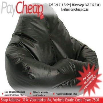Leatherette Fabric Kiddie Couch Teardrop Comfortable Beanbag Black