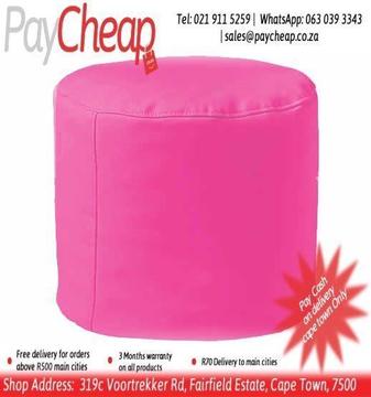 Leatherette Fabric Adult Ottoman Comfortable Beanbag/Chair Pink