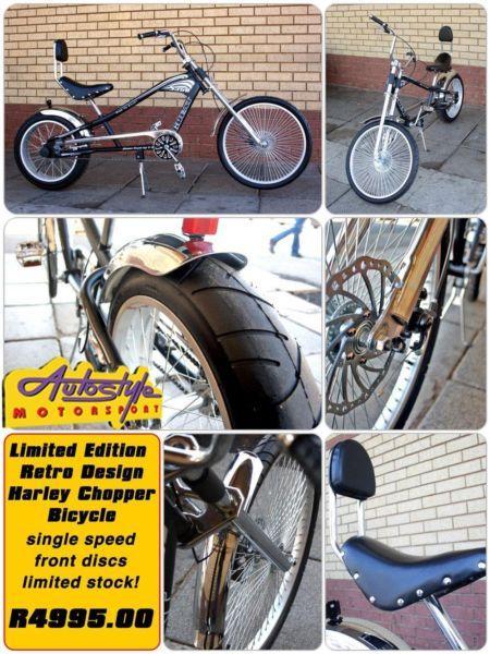 Chopper Harley Style Bicycle, disc brakes, single speed, retro old school look, brand new R5750 flat