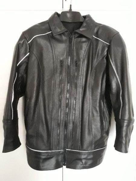 Plus size ladies geniune leather motorcycle jacket