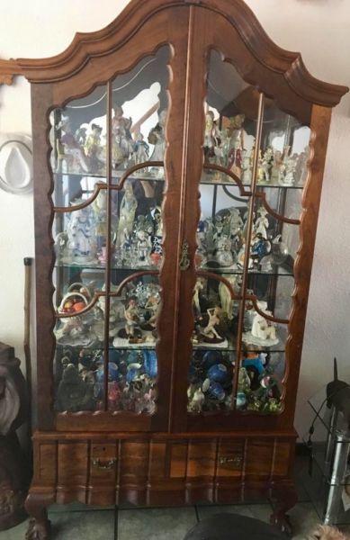 Antique Imbuia Ball and Claw Glass Display Cabinet