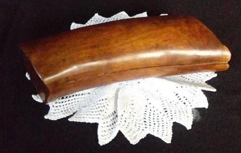 Very unusual vintage horn-shaped wooden trinket box