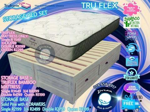 FREE DELIVERY Tru-Flex QUALITY COMFORT STRENGTH Foam Bamboo MATTRESS ONLY. DOUBLE R2099 QUEEN R2299
