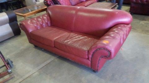 Coricraft 2 seater genuine leather Red couch
