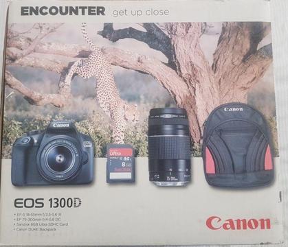Canon EOS1300 brand new Canon EOS1300 digital Camara as new, all fitting, 2 lenses, filters, bag inc