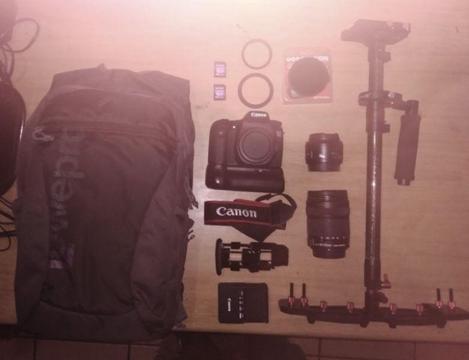 Canon 70D Including Battery Grip, 2 Lenses, Lowepro Bag, Stabilizer and Variable ND Filter