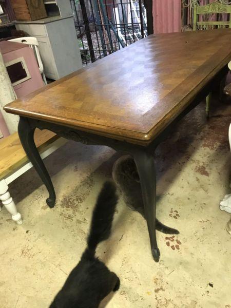 Antique FRENCH table seats 6 closed and 8/10 opened